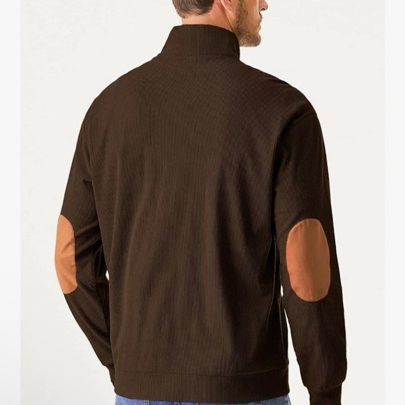 NWT Men’s Henley Pullover In Coffee Brown Corduroy with Brown Accents Size XL - Picture 5 of 12